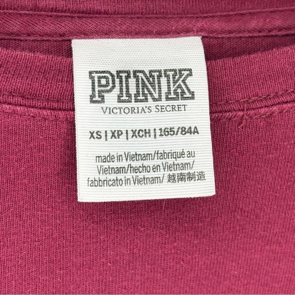 PINK Victoria's Secret Red Long Sleeve Intimates Tee Small - Picture 6 of 7